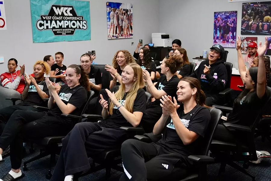 LMU Women's Basketball Team watches Stanford Annoucement