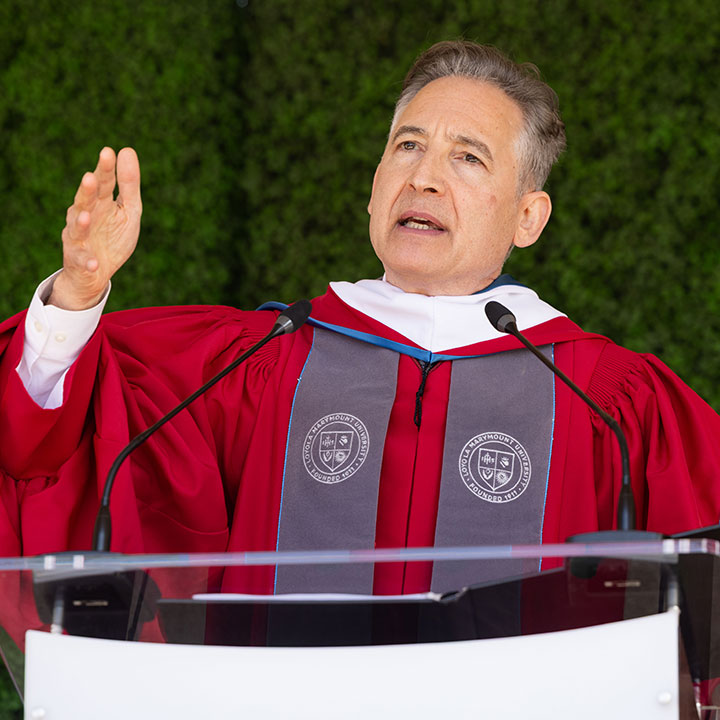 Brian Greene addresses the 2025 LMU Graduate and LMU Loyola Law School Commencement