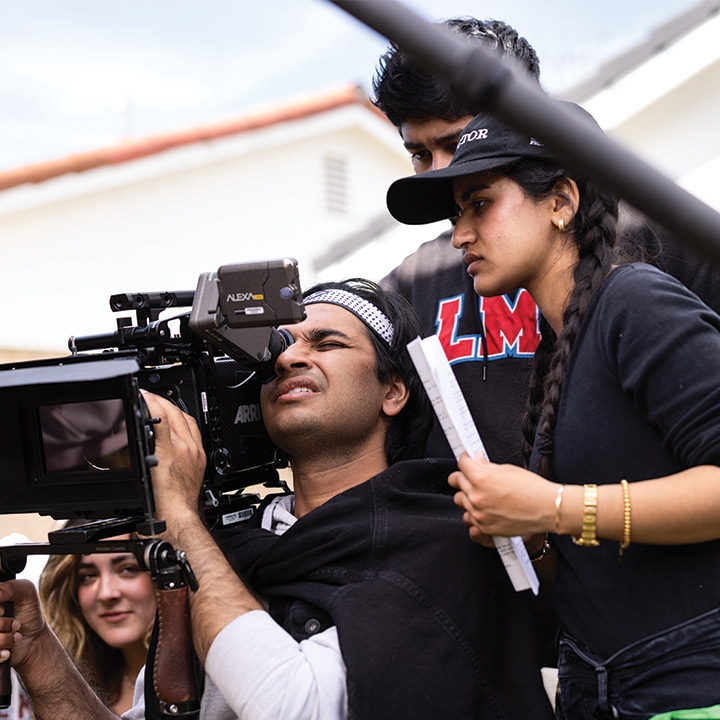 LMU SFTV students on a film set