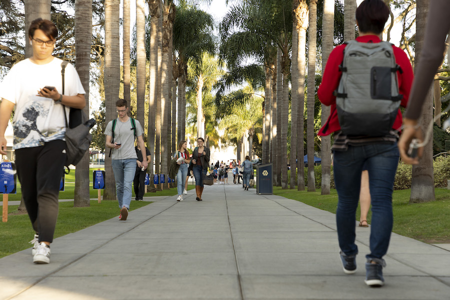 Students walking on campus